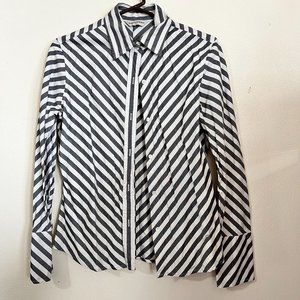 Banana Republic Black and White Striped Shirt women's size M